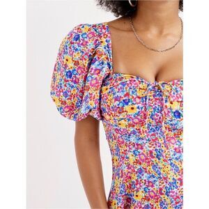 For Love & Lemons Floral Puff Sleeve Mini Dress- Size M